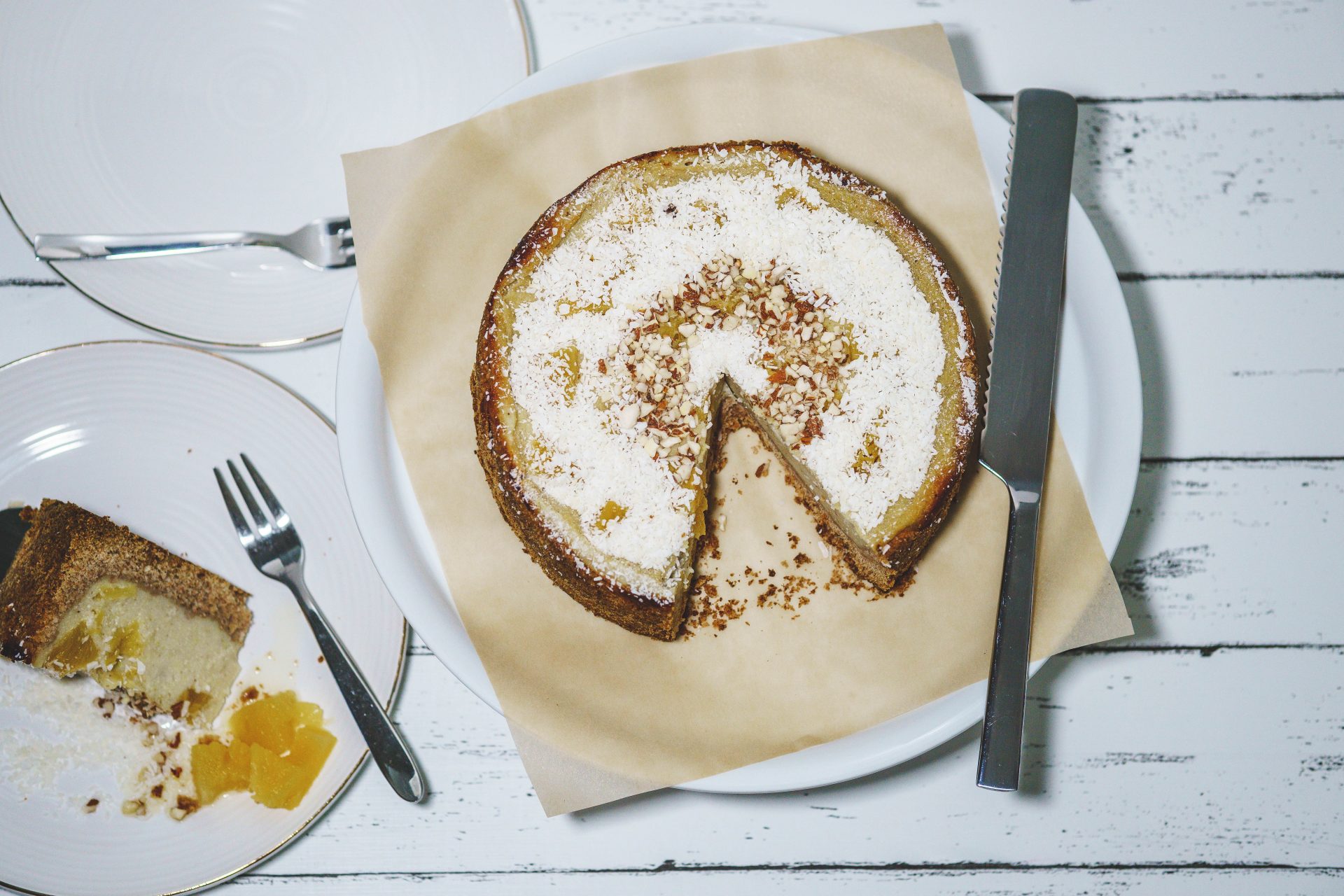 Veganer Käsekuchen mit Ananas